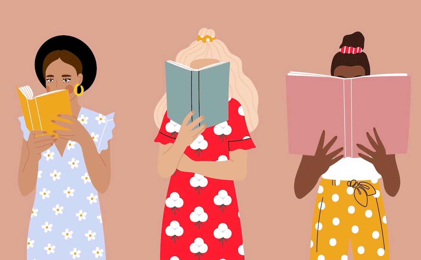 different women reading books