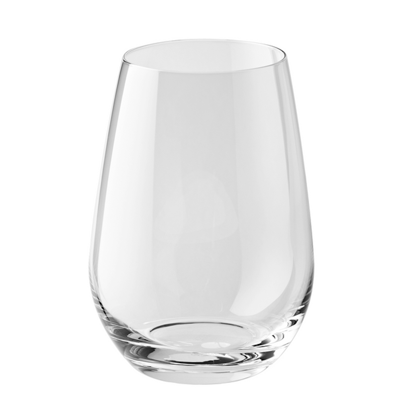 A clear glass wine glass is pictured.