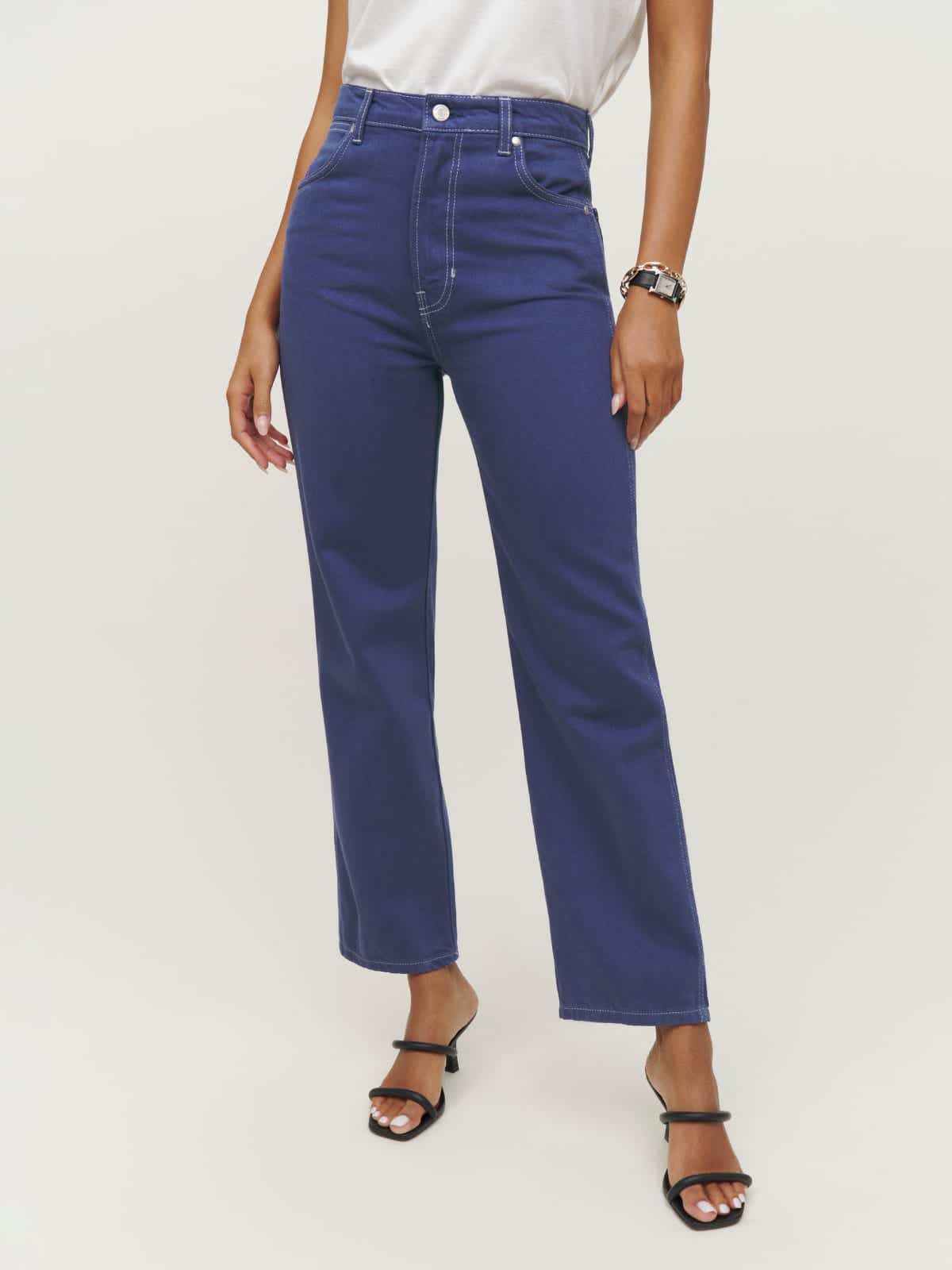 Cowboy High Rise Straight Jeans on model