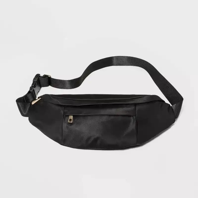 black satin fanny pack