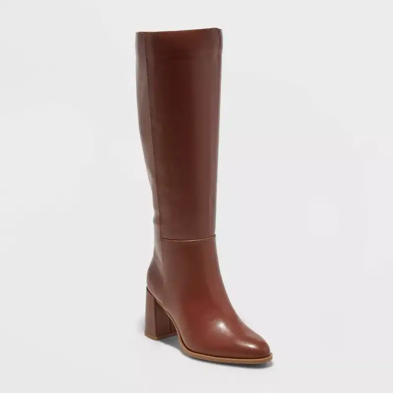 brown tall leather boots