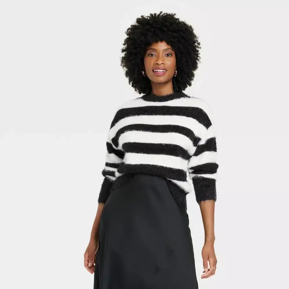 striped sweater on model
