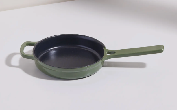 Green cast iron pan