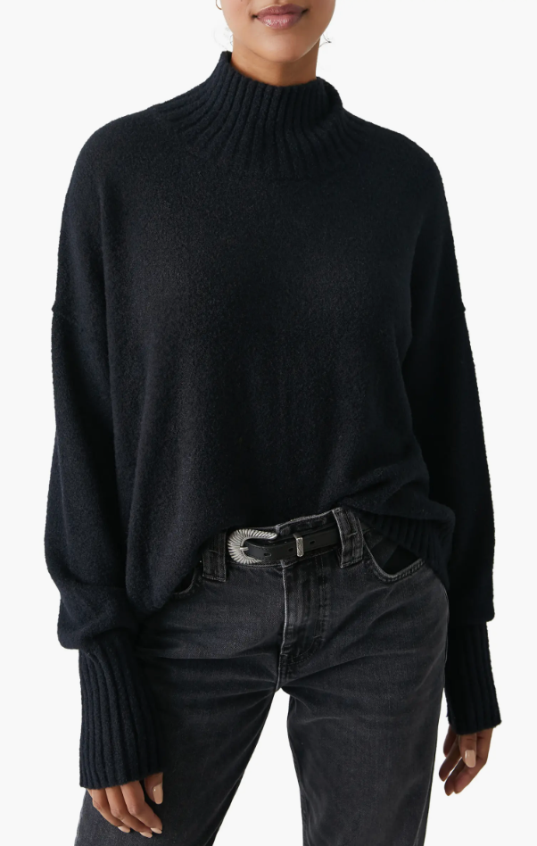 Black mock-neck sweater