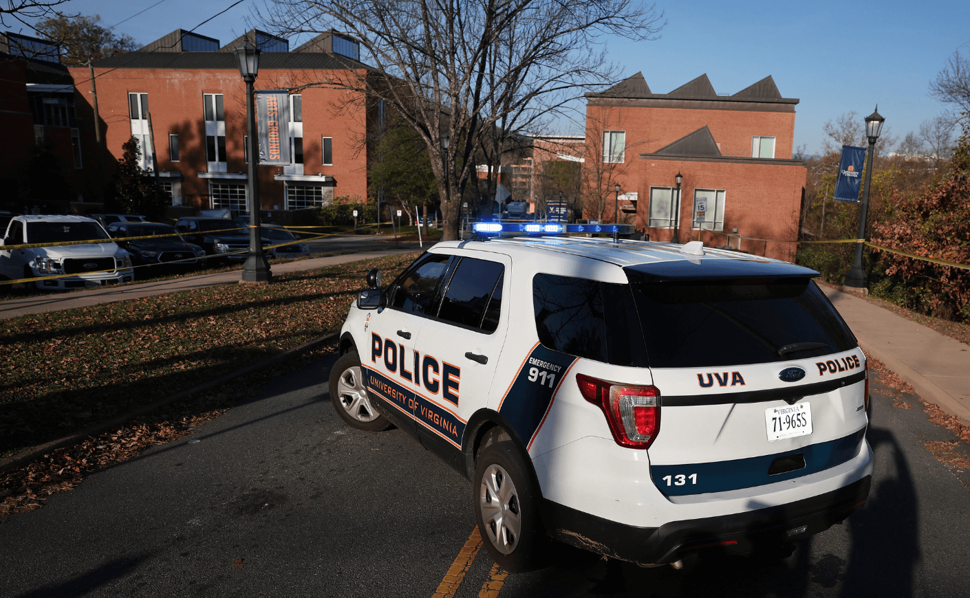 UVA shooting, police car at campus