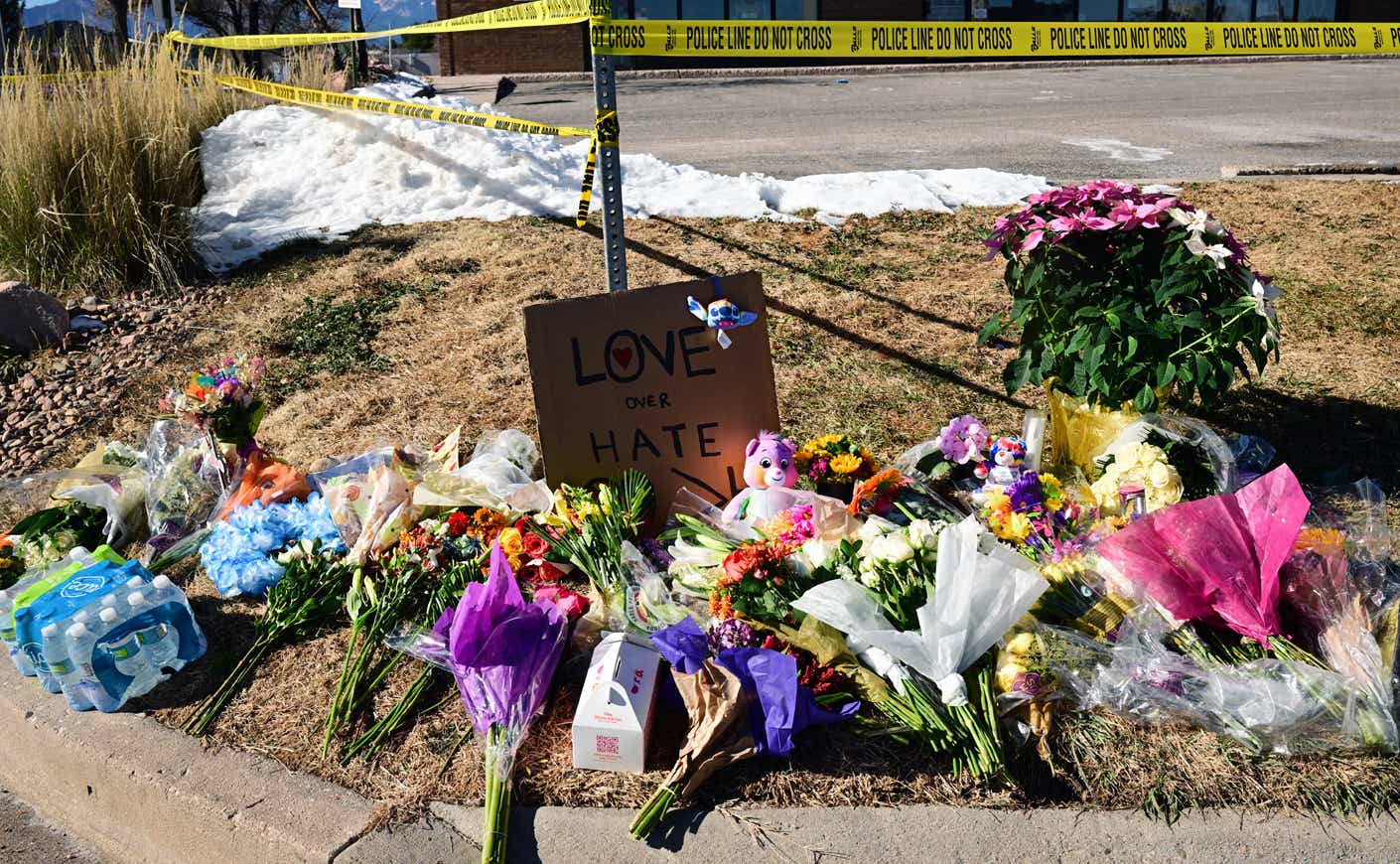 flowers left for victims of the Colorado Springs shooting