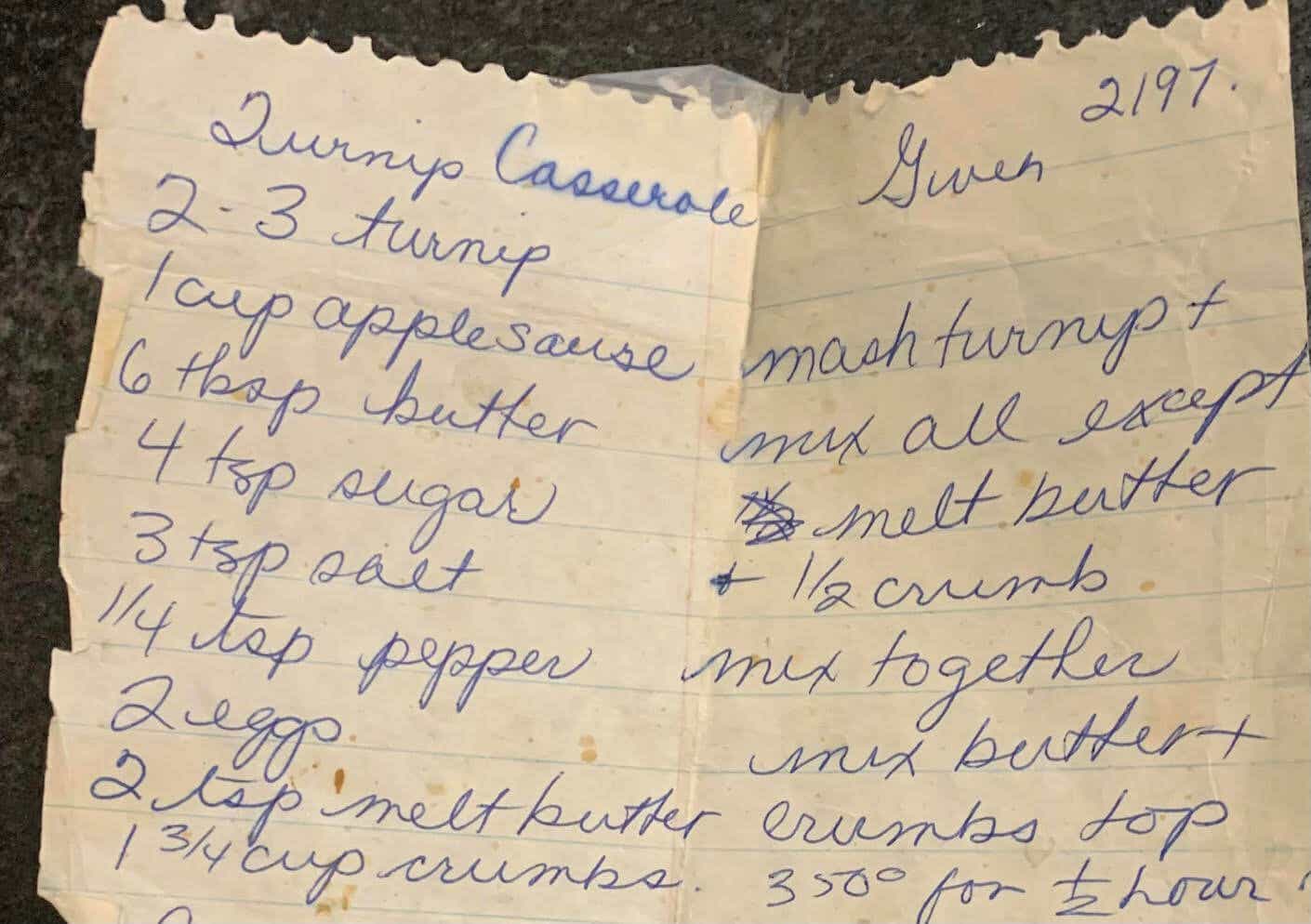 An image of a handwritten recipe.