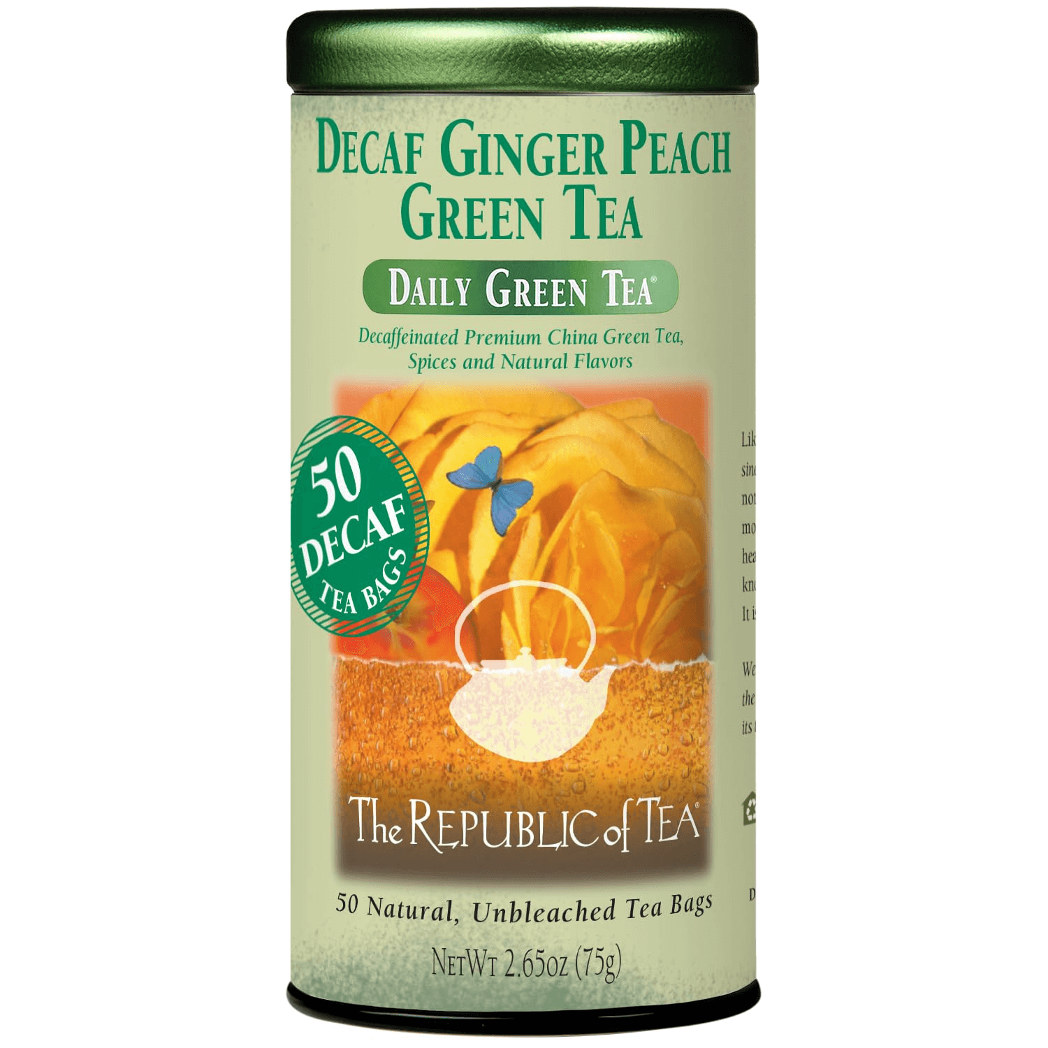 republic of tea decaf green tea peach