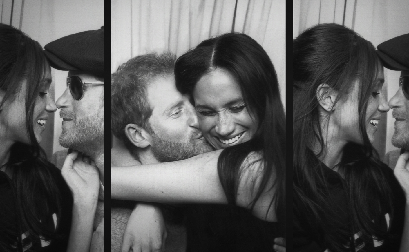 Prince Harry and Meghan Markle kiss in a photo booth
