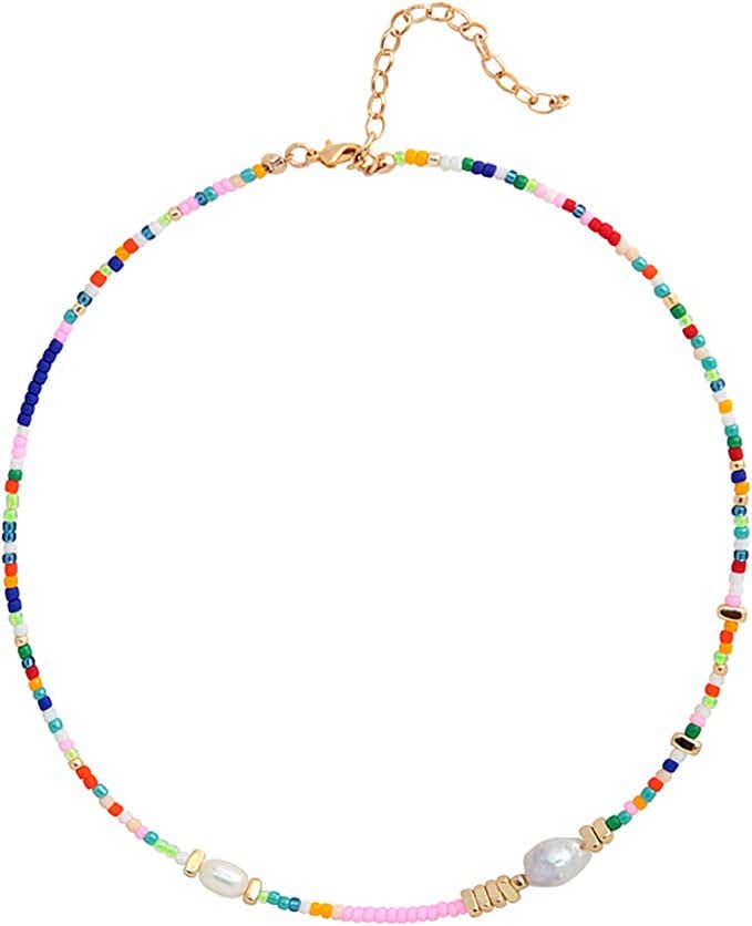 colorful beaded pearl necklace