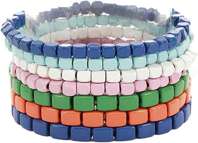 Rosemarie Collections Women's Chunky Nugget Stacking Statement Stretch Bracelet Set of 7