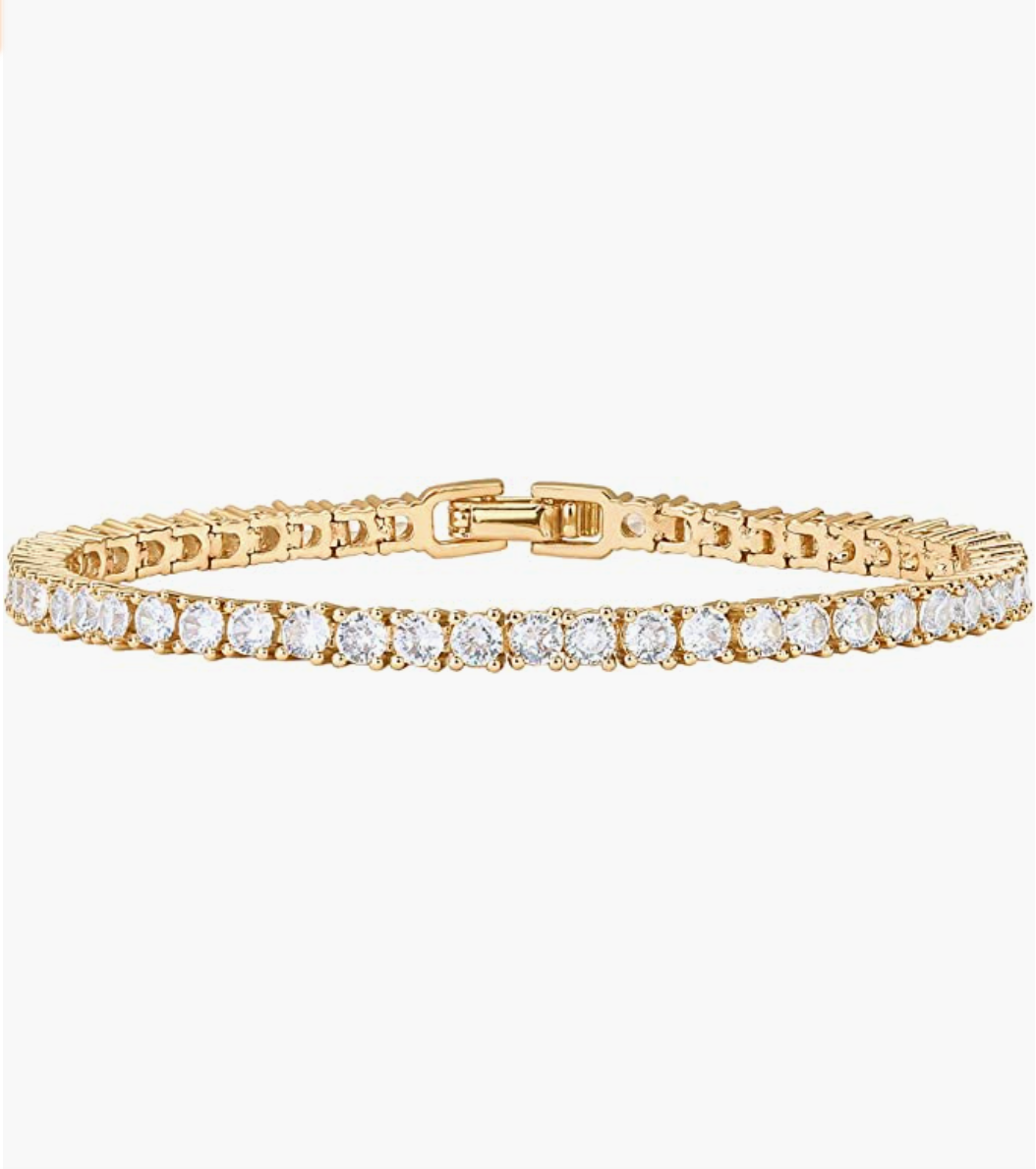 gold rhinestone tennis bracelet