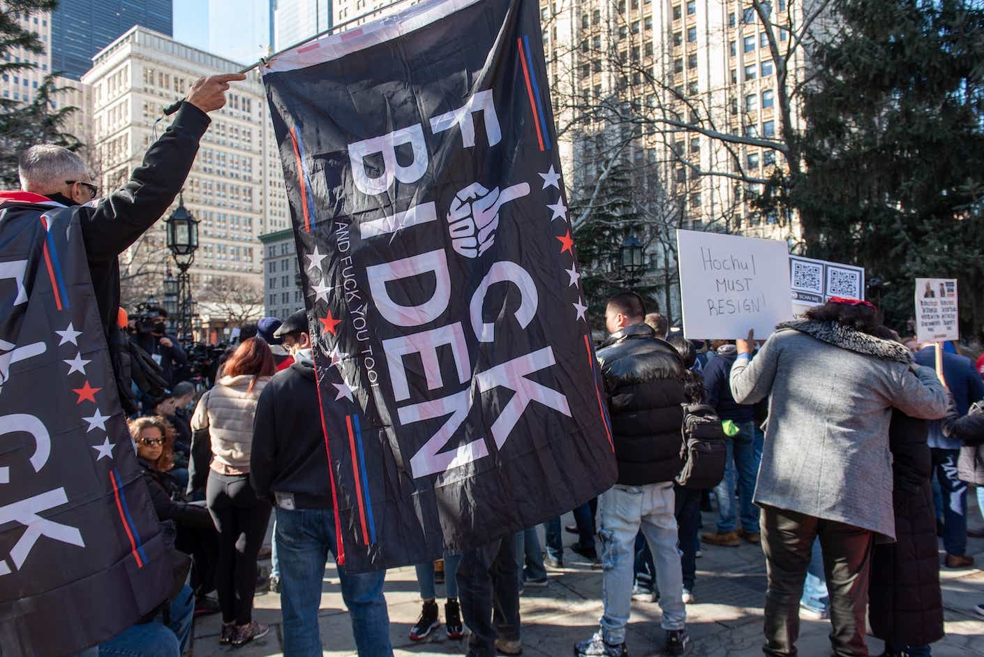 people protesting Biden