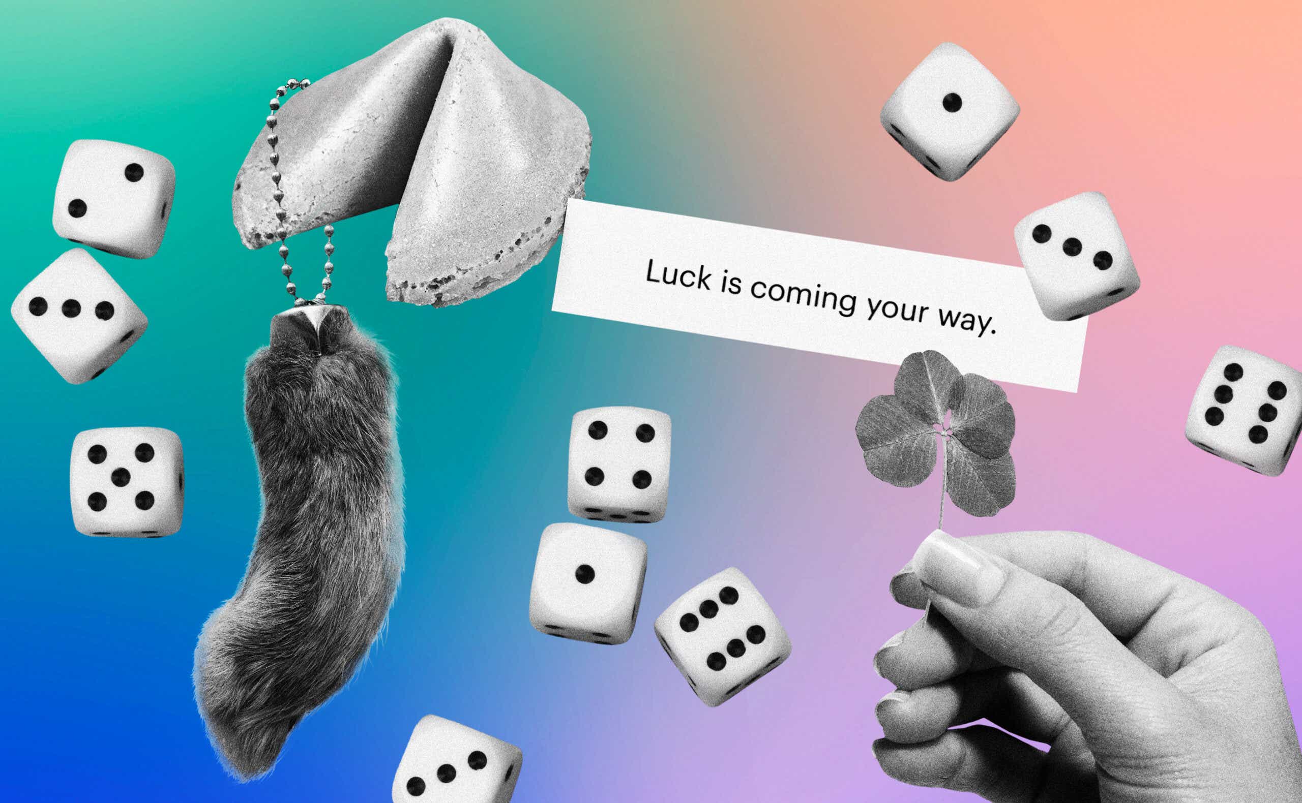 collage of good luck charms and symbols