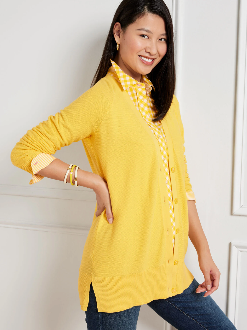 Talbots long yellow cardigan