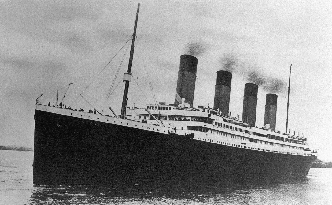 The Titanic sets out for its maiden voyage in 1912