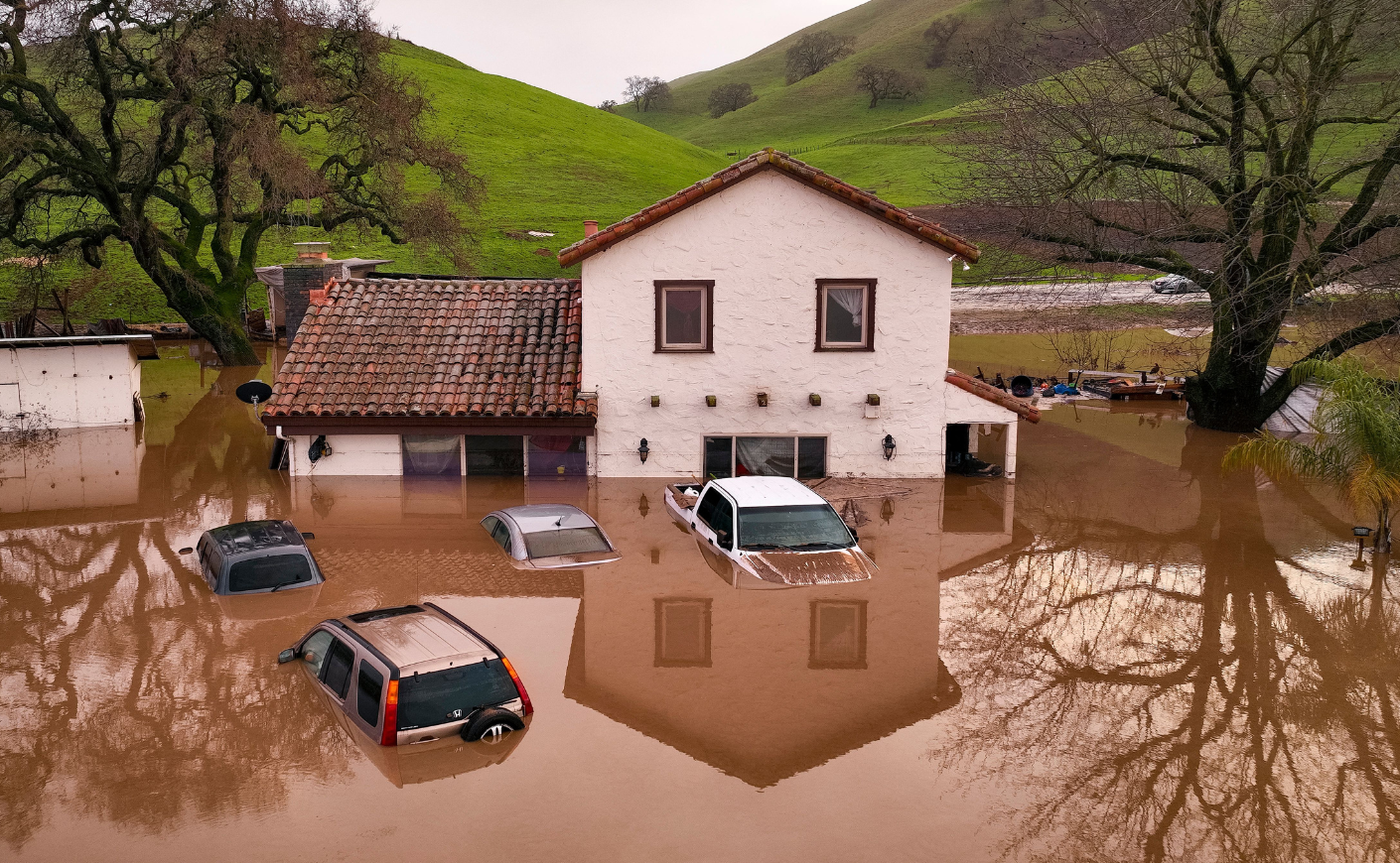 flooded home in California