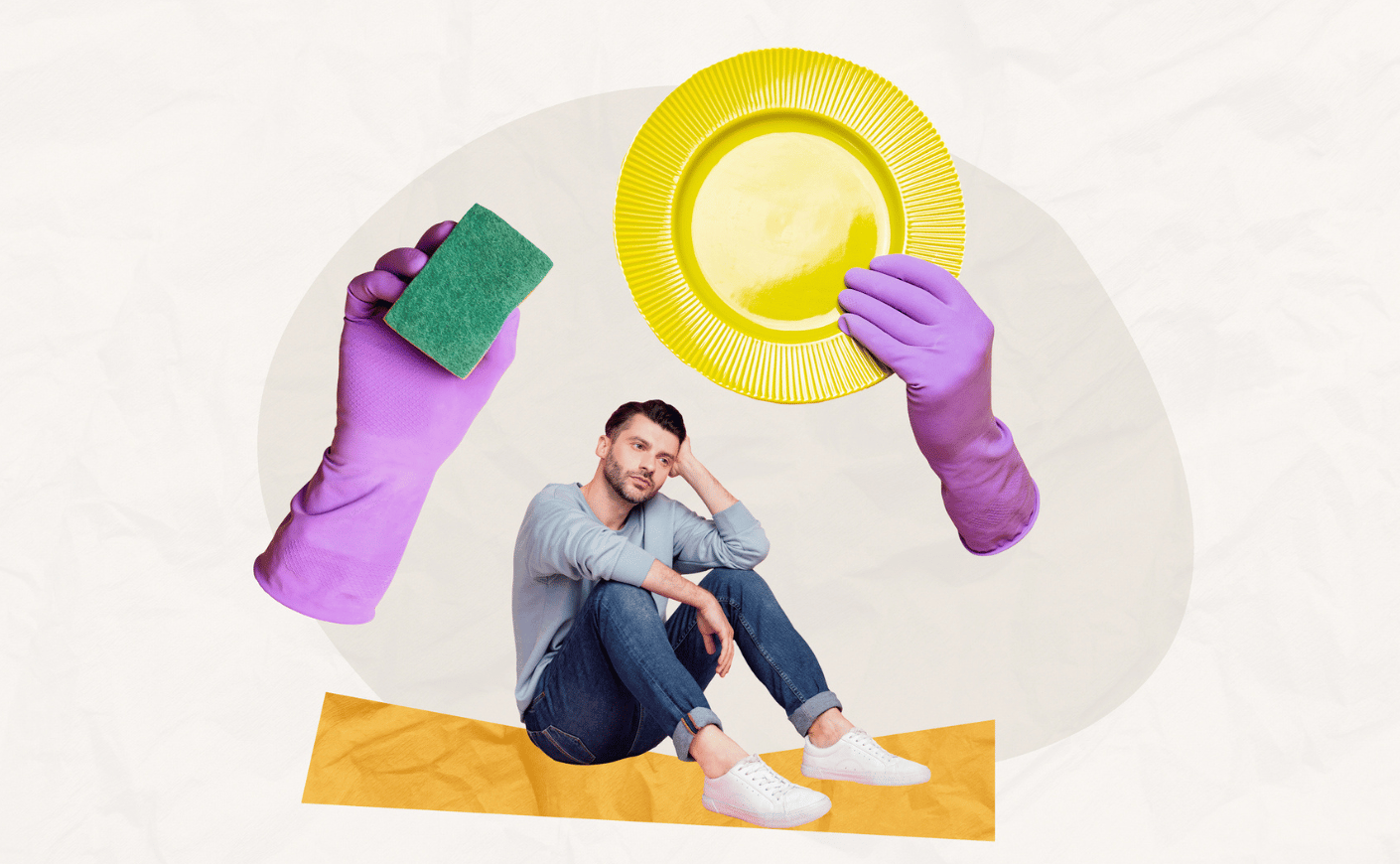man washing dishes
