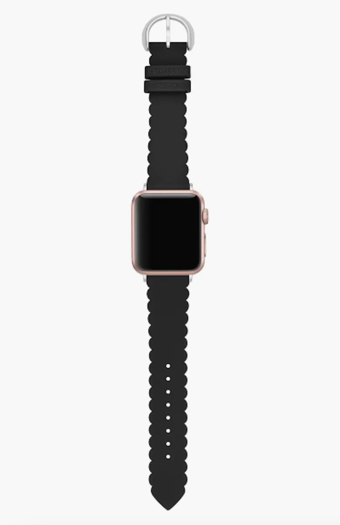 a black silicone watch band.