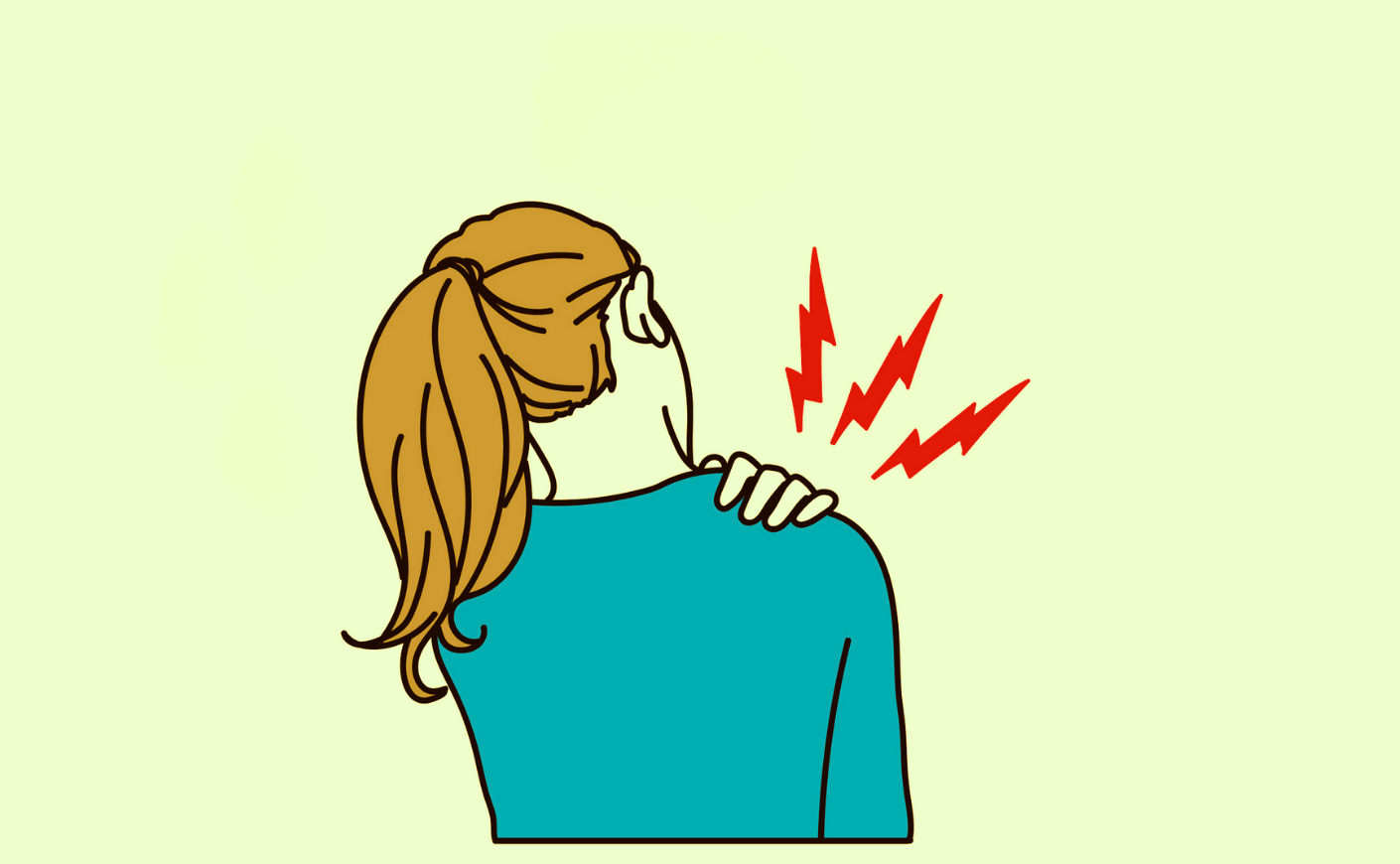 cartoon of woman with back itch
