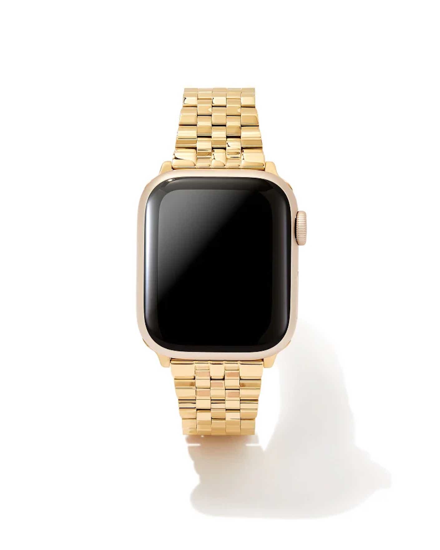 A gold 5 link watch band