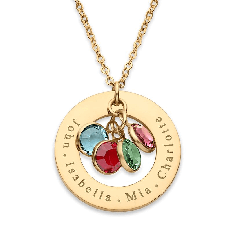 customized mother's day birthstone and name necklace
