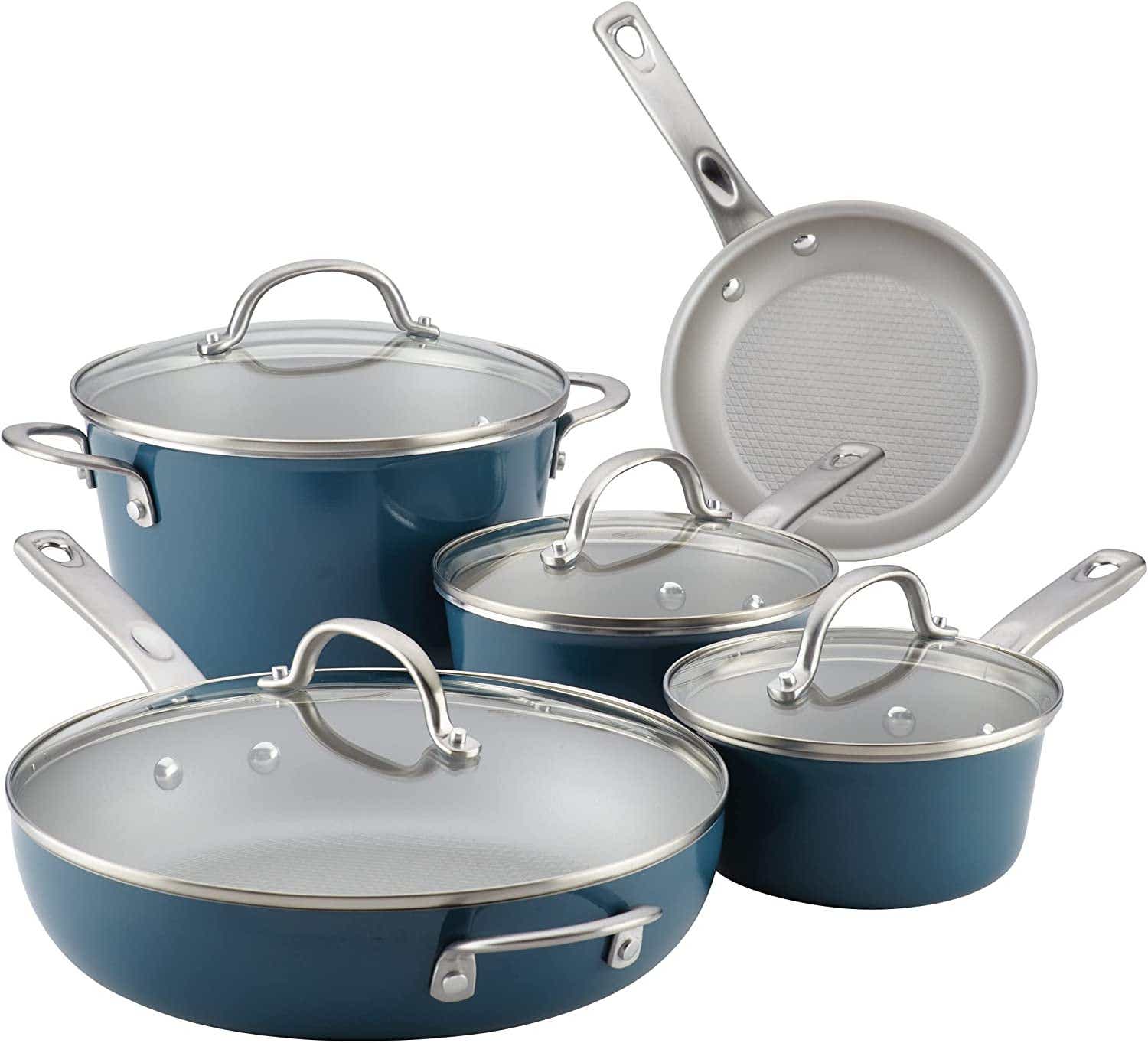 blue pan set pots