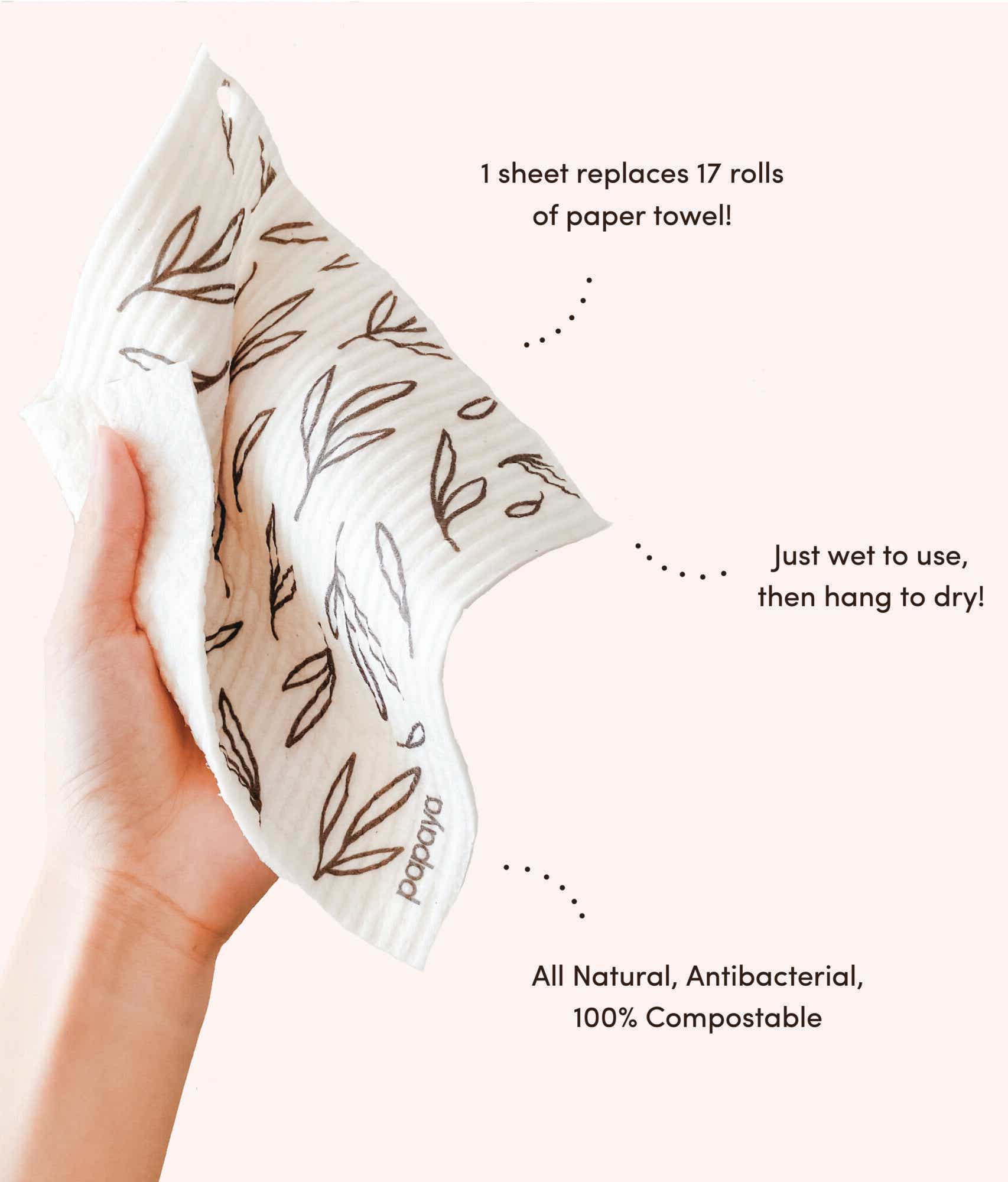 Papaya Reusable Paper Towels + Hook