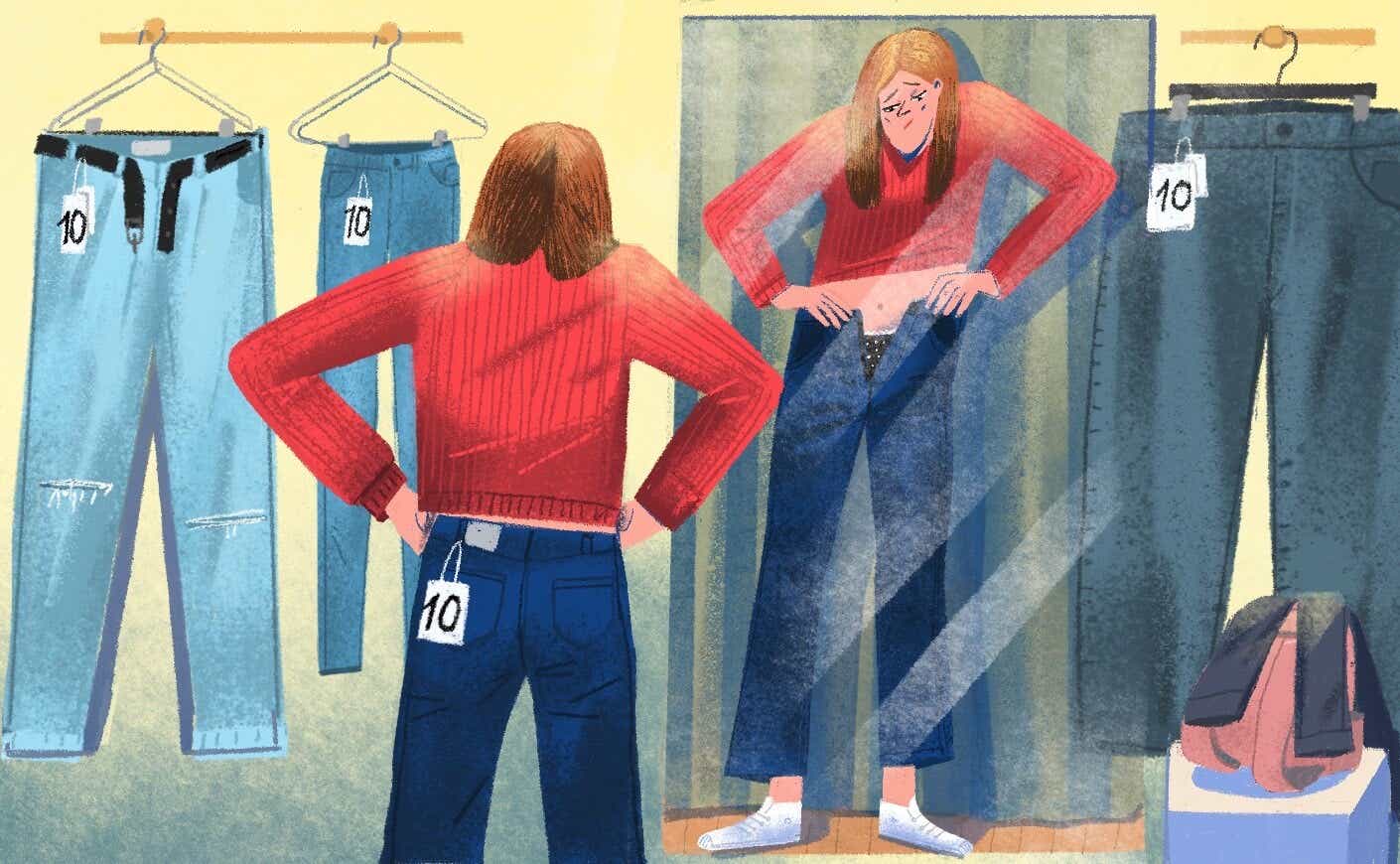 woman trying on clothing