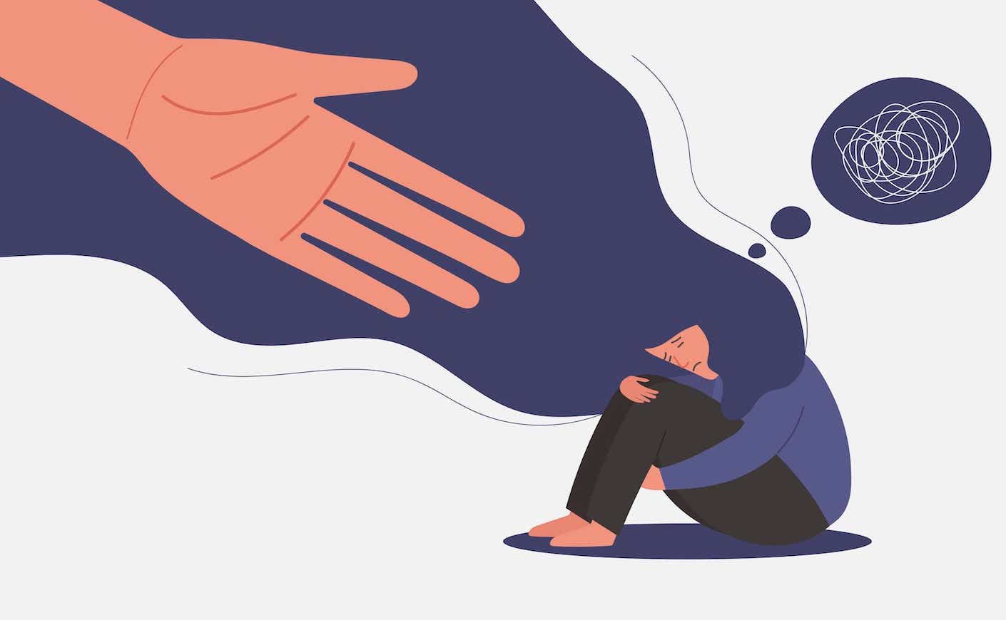 illustration of a person reaching out a person in need