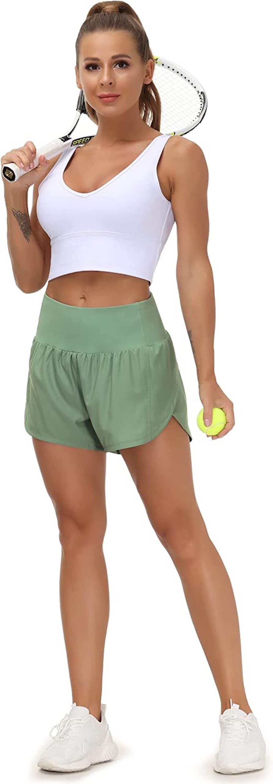 green workout shorts