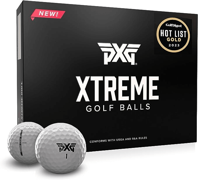 pxg golf balls in front of box