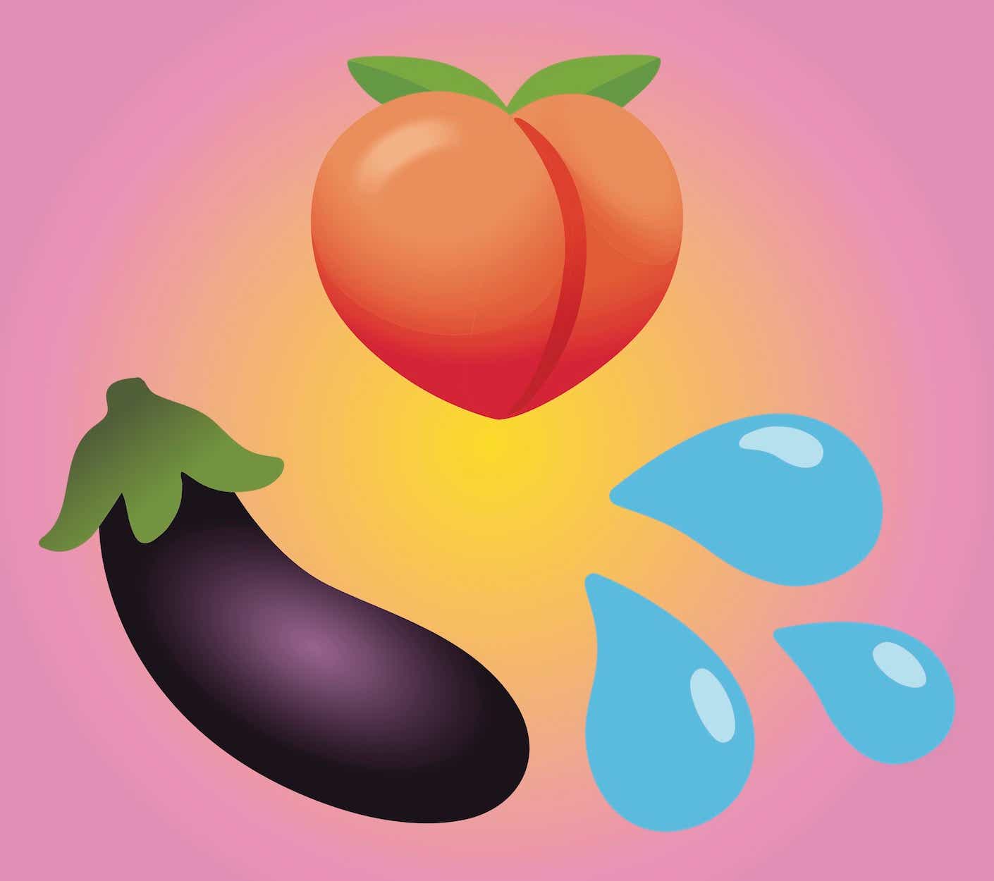 eggplant, peach, spray emoji