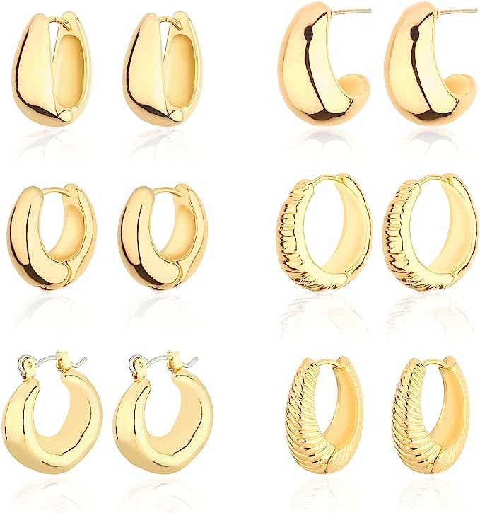 Chunky Hoop Earrings Set