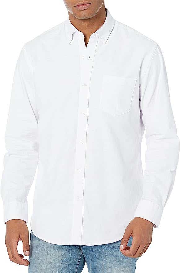 Men’s Regular Fit Long Sleeve Solid Pocket Oxford Shirt