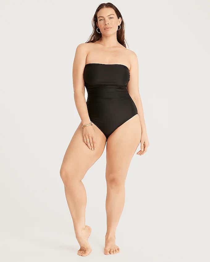 black strapless swimsuit