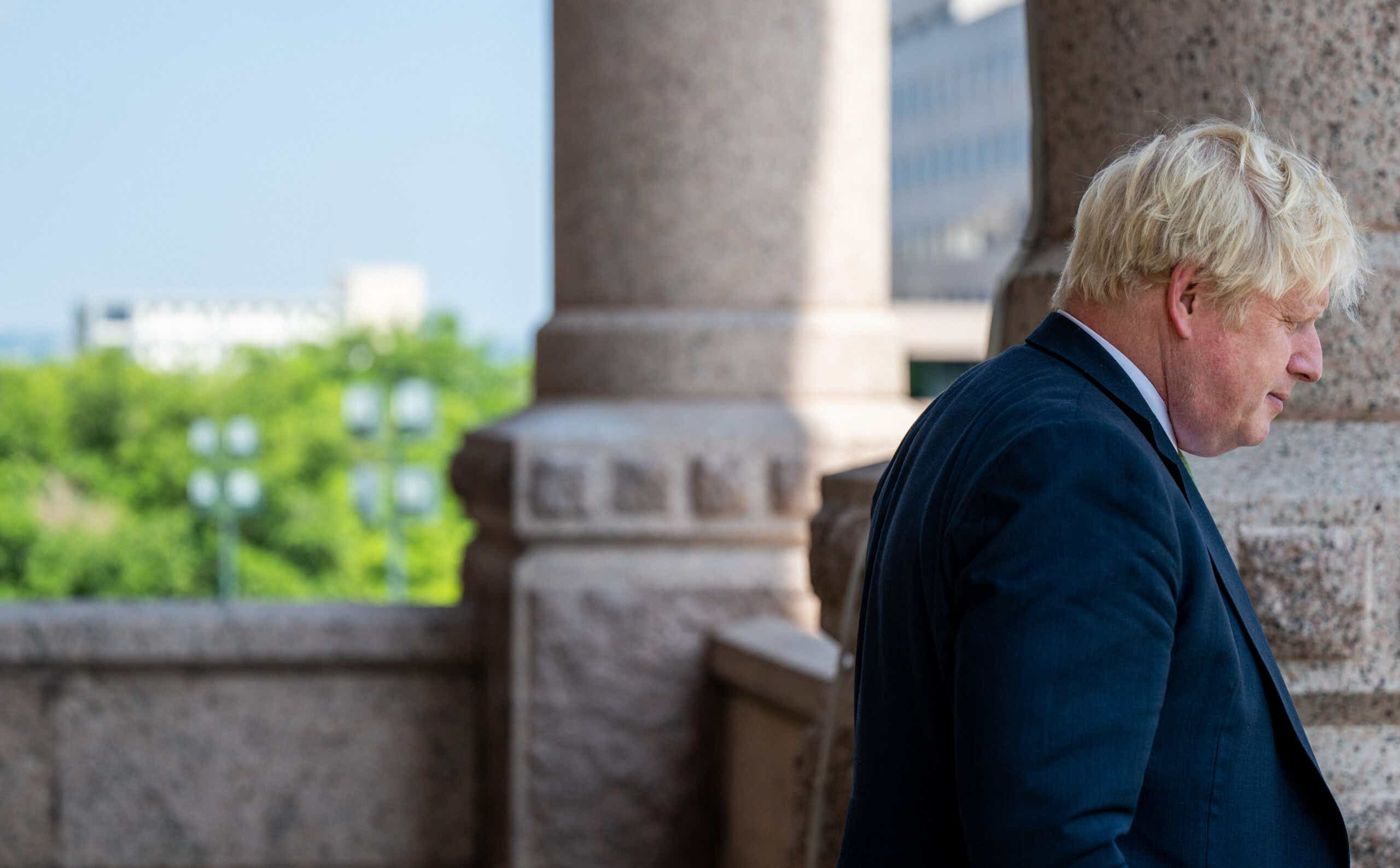 Former UK Prime Minister Boris Johnson takes a tour after a meeting with Gov. Greg Abbott at the Texas State Capitol