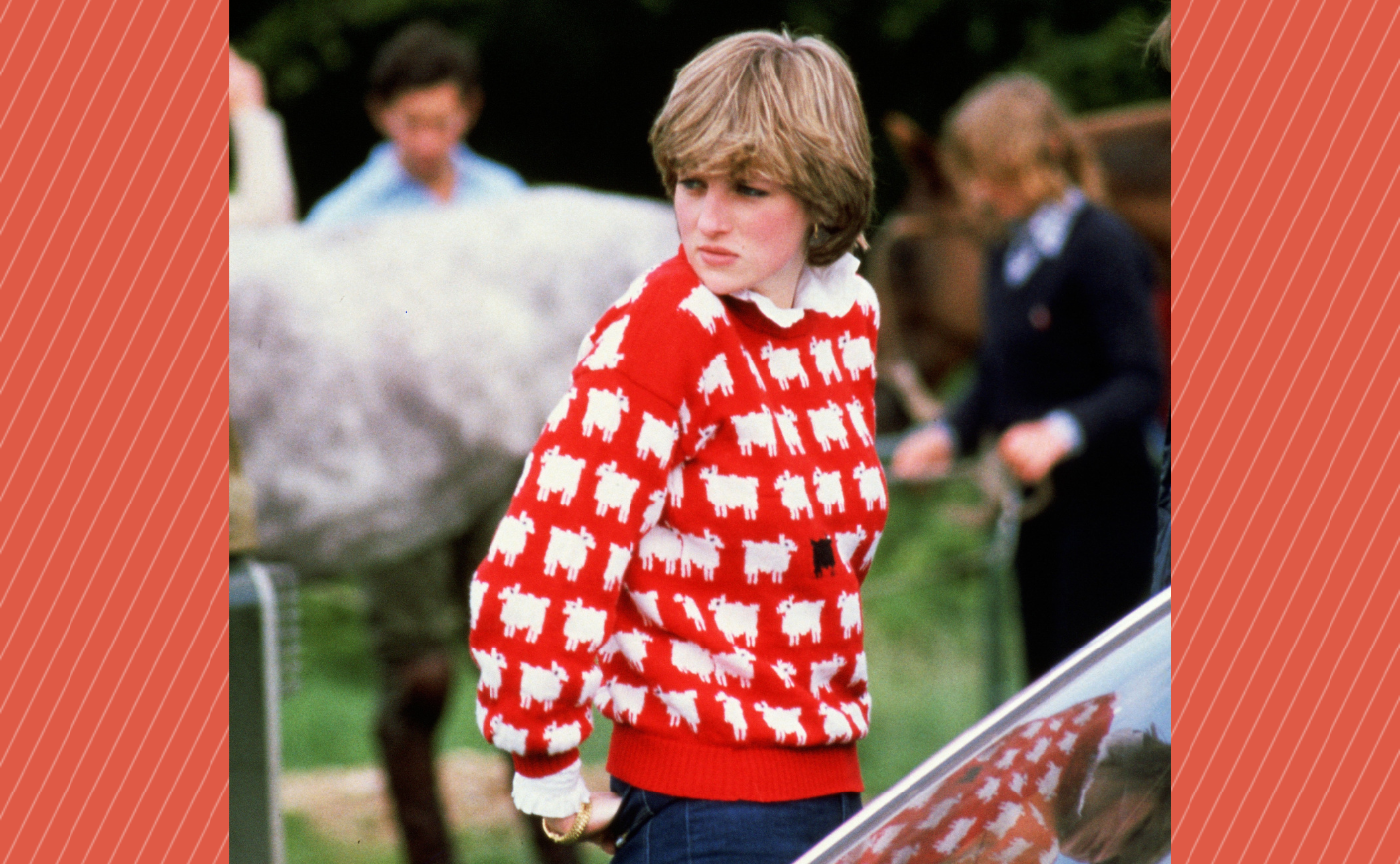 Princess Diana in her famous black sheep sweater