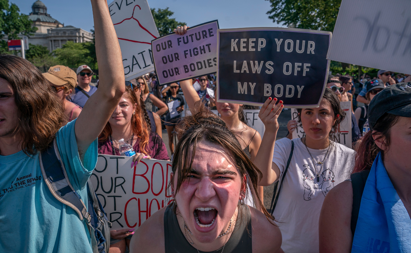 Abortion-rights activists demonstrate in Washington, D.C., on June 26, 2022. (Getty Images)