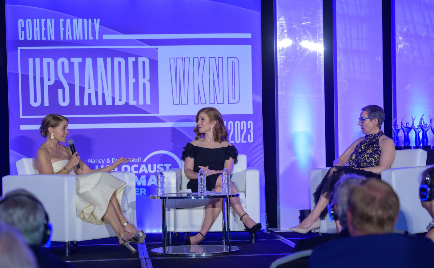 Katie Couric speaks with Cincinnati Museum Center CEO and President Elizabeth Pierce and Jackie Congedo, Chief Community Engagement & External Relations Officer of the Nancy & David Wolf Holocaust & Humanity Center. 