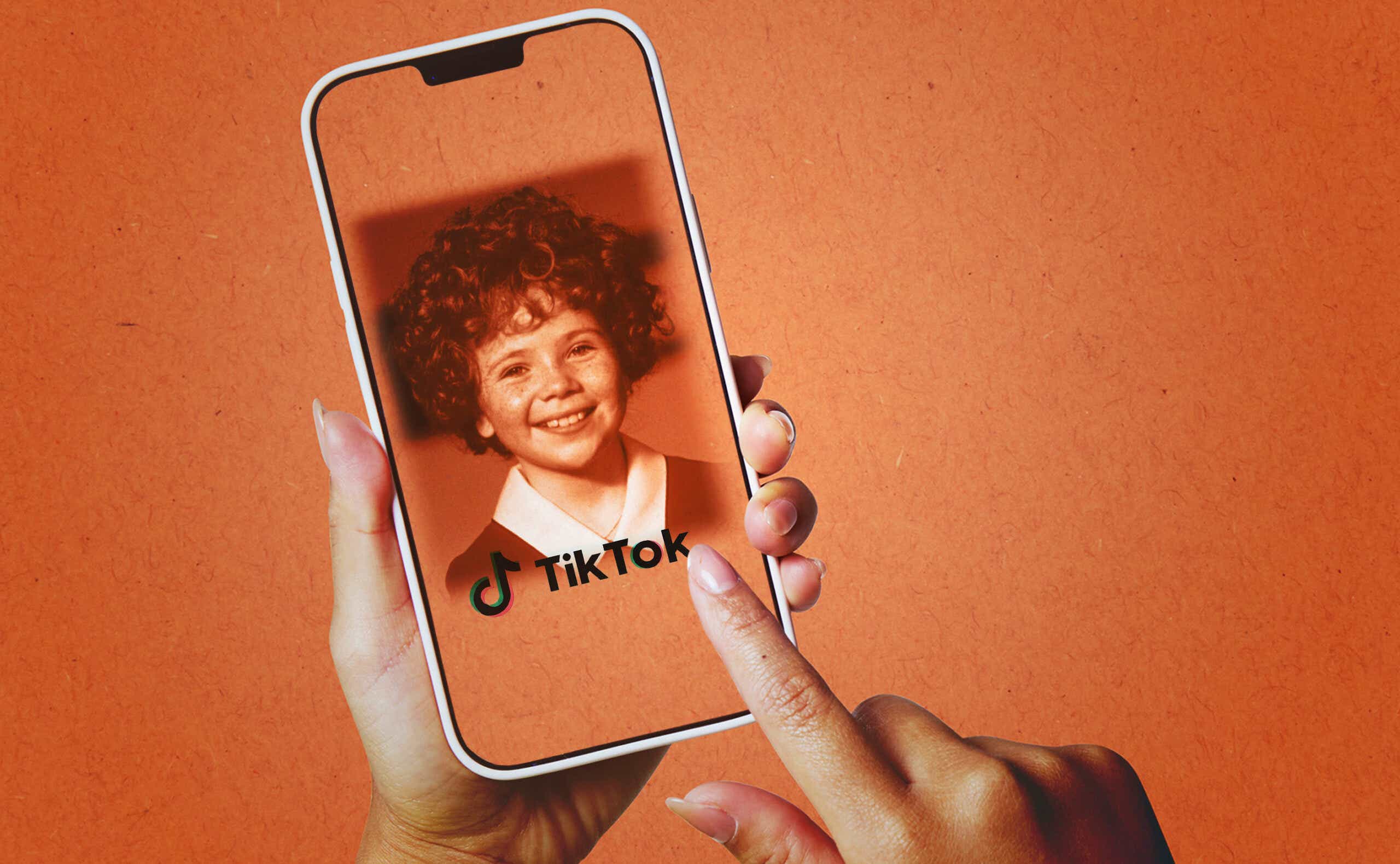 image of orphan Annie on a cell phone