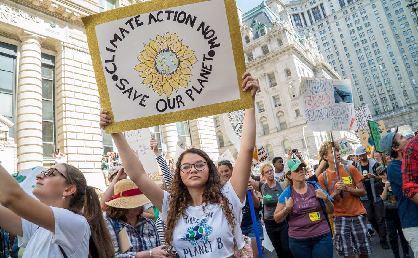 a teen girl protests