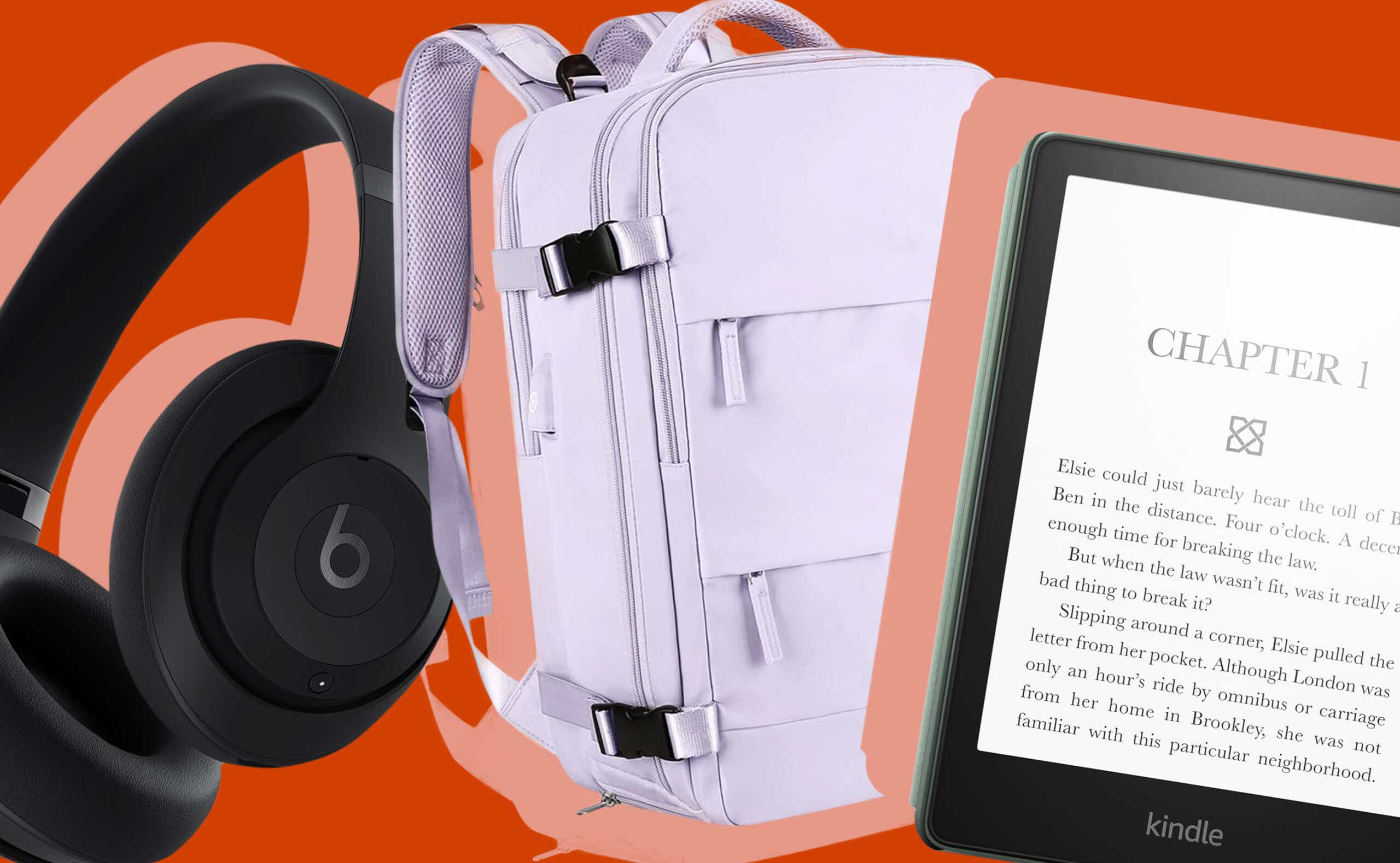 kindle, blackpack, bose