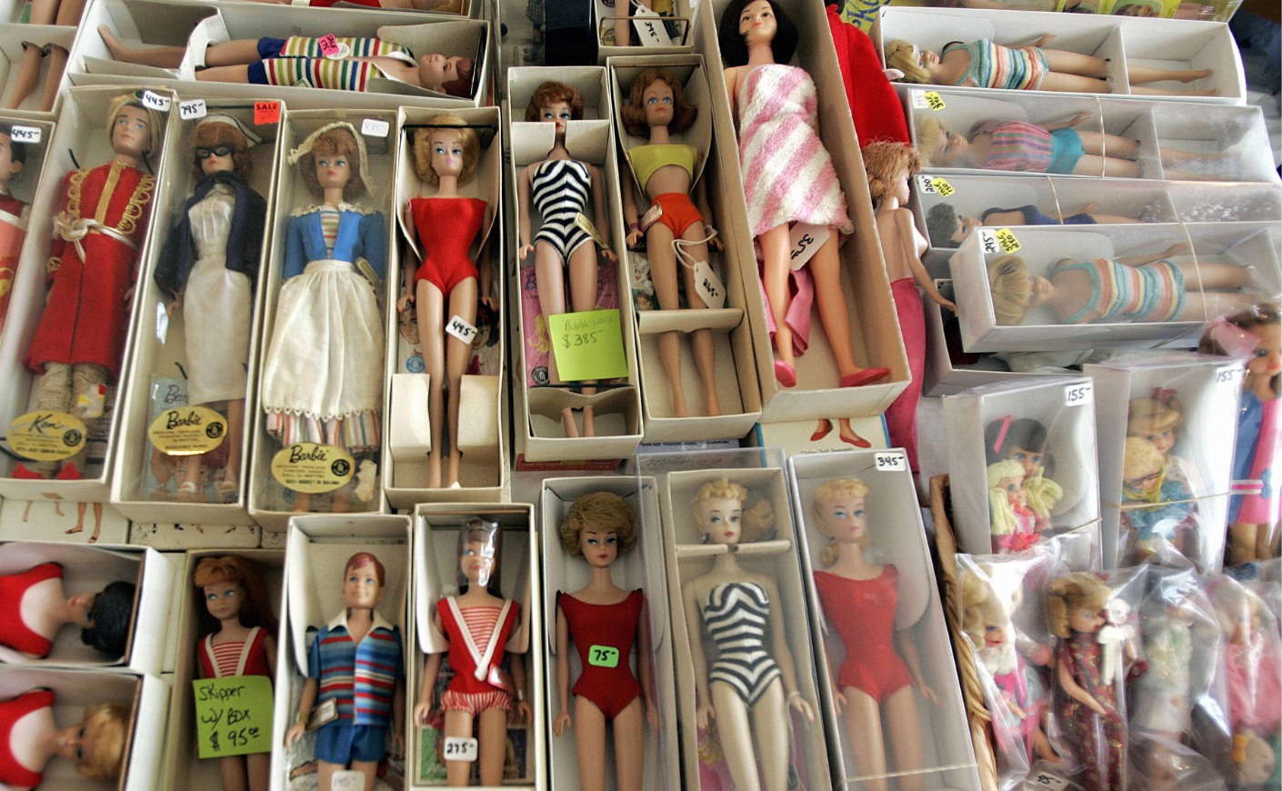 Boxes of Barbie dolls