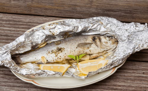 fish on top of aluminum foil