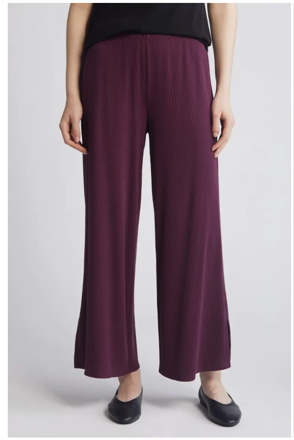 Eileen Fisher Rib Wide Leg Ankle Pants