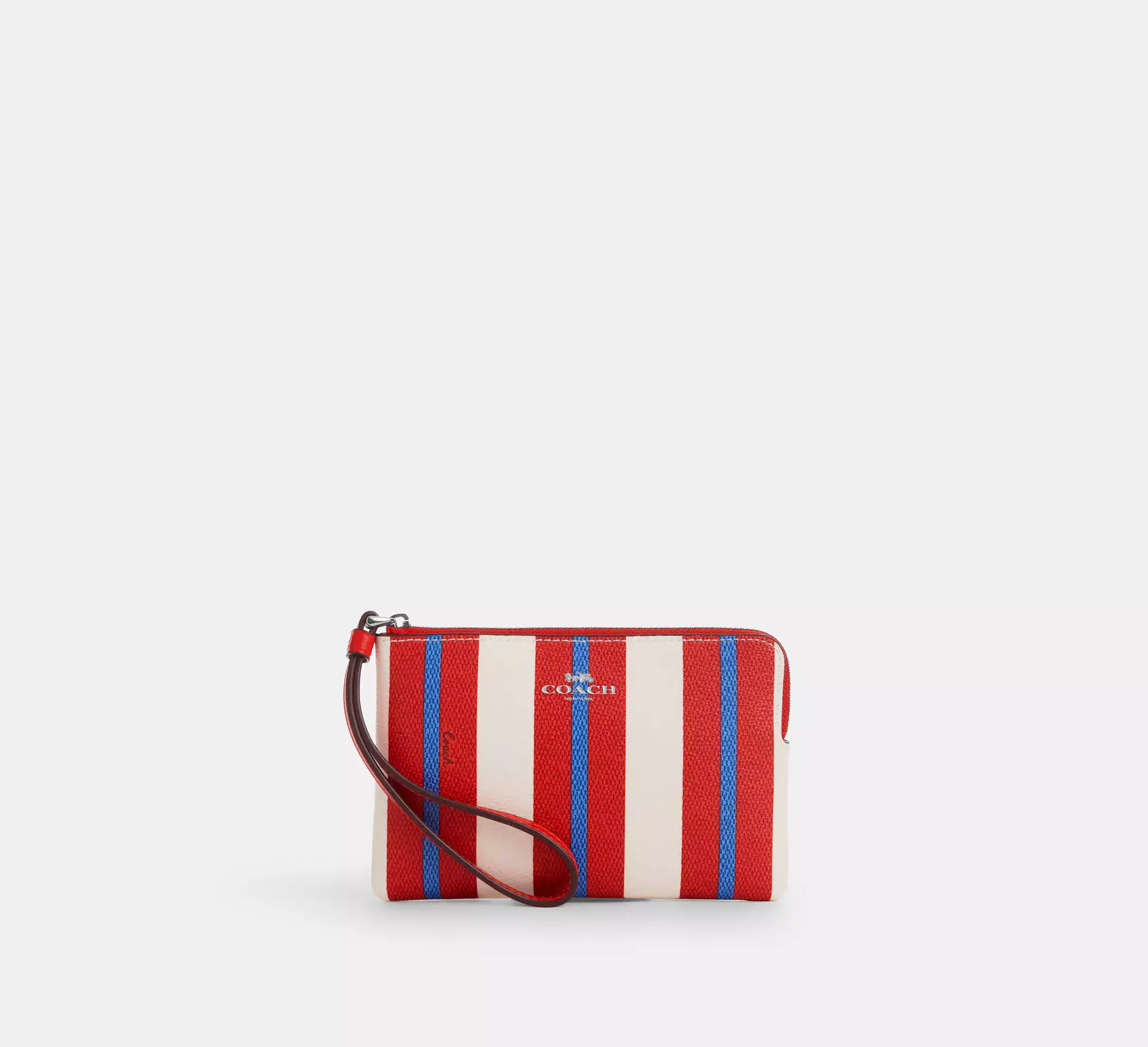 red striped coach wristlet