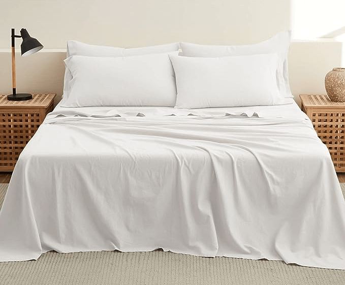 CozyLux Satin Sheets Queen Size - 4 Piece White Bed Sheet Set with Silky  Microfiber, 1 Deep Pocket Fitted Sheet, 1 Flat Sheet, and 2 Pillowcases 