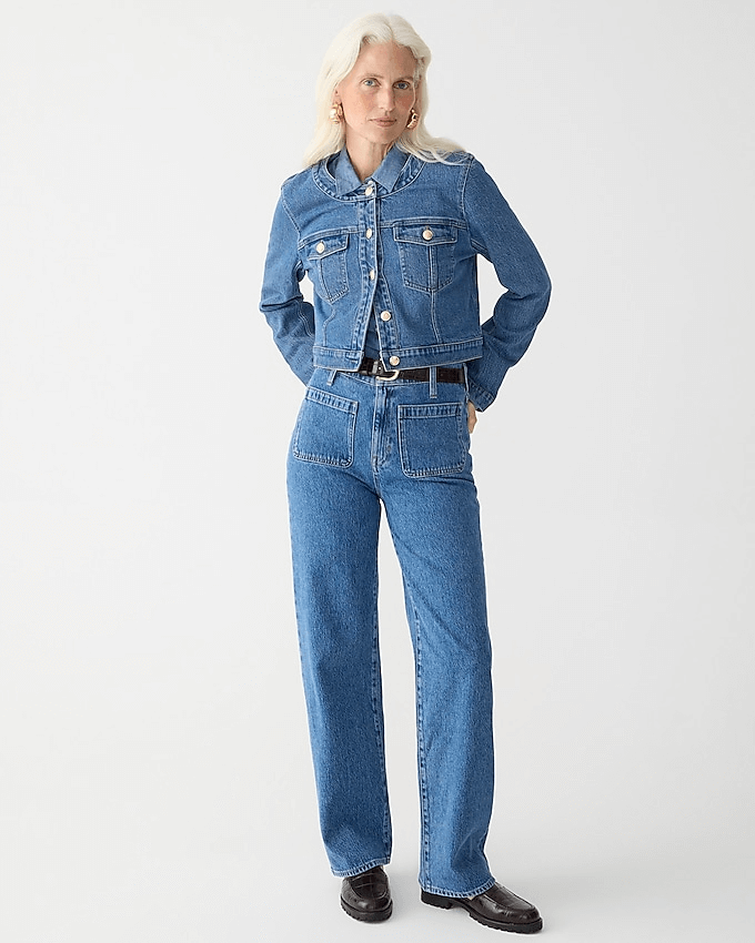 j.crew patch front jeans on model