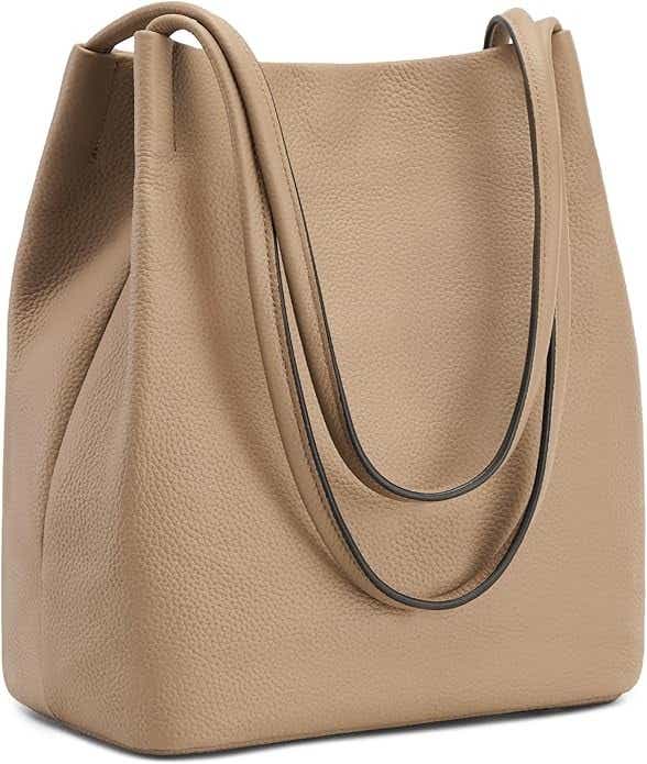 Kattee Women Soft Genuine Leather Totes Shoulder Bag Purses and Handbags with Top Magnetic Snap Closure